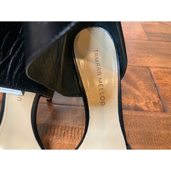 Tamara Mellon Black Leather Asymmetrical Pointed Toe Ankle, Size 40.5 IT /9.5 US - Picture 3 of 9